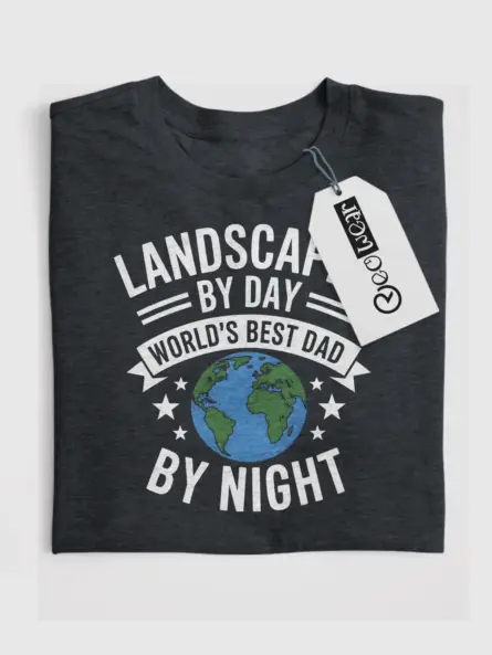 Bold Landscaper Dad Shirt – Patriotic “By Day By Night” Gift Tee - Image 4