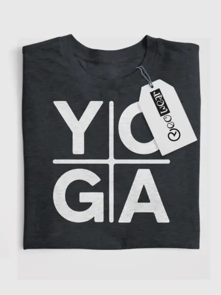 Minimalist Yoga Shirt – Bold Grid Logo Tee for Wellness Brands - Image 4