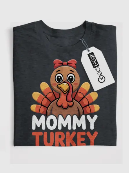 Mommy Turkey Shirt – Cute Thanksgiving Graphic Tee for Moms - Image 4
