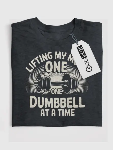Motivational Dumbbell T-Shirt for Women | Retro Fitness Mental Health Tee - Image 4