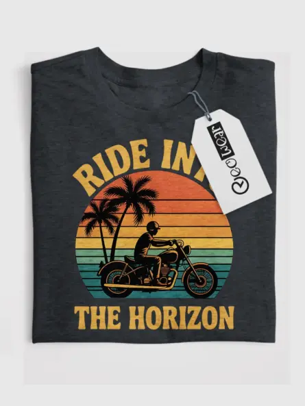 Motorcycle Sunset T-Shirt Ride Into The Horizon - Image 4