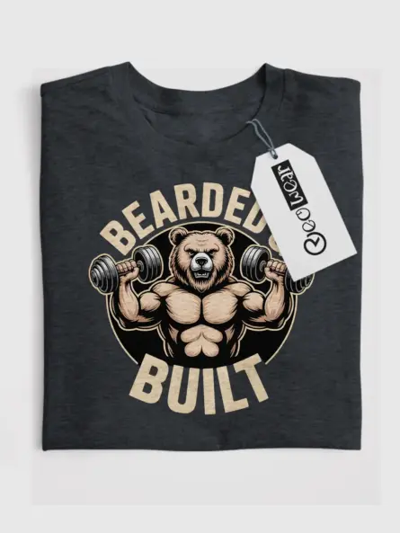 Muscle Bear T-Shirt – Bearded and Built Funny Gym Graphic Tee - Image 4