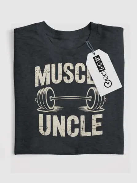 Muscle Uncle T-Shirt – Vintage Barbell Gym Tee for Fitness Lovers - Image 4