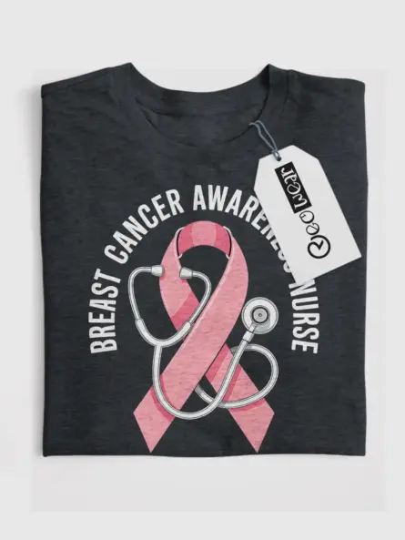 Powerful Nurse Breast Cancer Shirt – Pink Ribbon Awareness Tee - Image 4