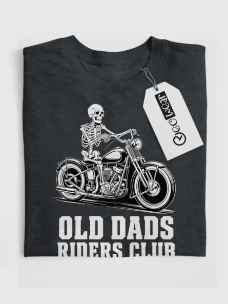 Legendary Old Biker T-Shirt – Skeleton Chopper Dad Riders Club Graphic - Image 4