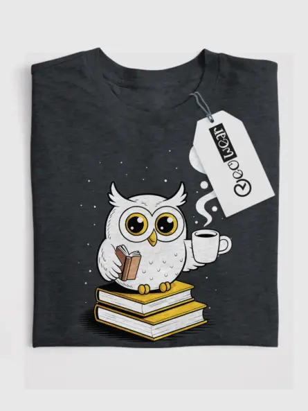 Owl Reading Shirt – Enchanting Graphic Tee for Night Book Lovers - Image 4