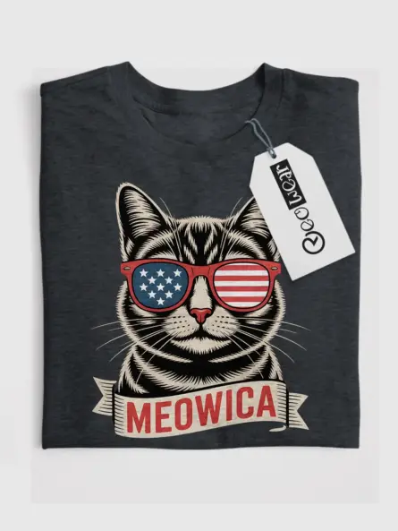 Bold Patriotic Cat Shirt – Meowica Graphic Tee for July 4th - Image 4