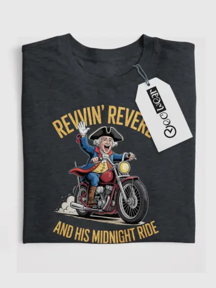 Bold Patriotic Motorcycle T-Shirt – Funny Revere Ride Graphic - Image 4