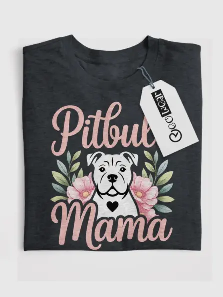 Adorable Pitbull Mama Shirt – Feminine Floral Dog Mom Gift Tee - Image 4