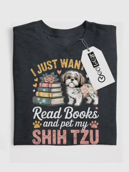 Read Books T-Shirt – Cozy Floral Shih Tzu Tee for Pet-Loving Bookworms  ⸻ - Image 4