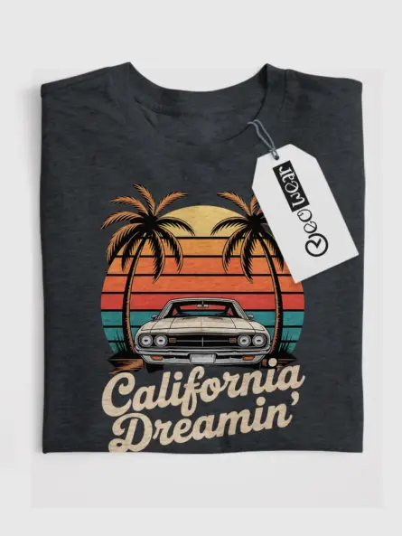 Retro California Dreamin Muscle Car T-Shirt - Image 4