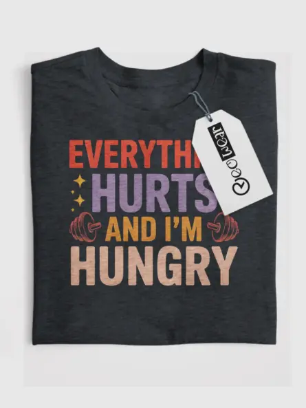 Retro Gym Motivation T-Shirt – Everything Hurts and I’m Hungry - Image 4