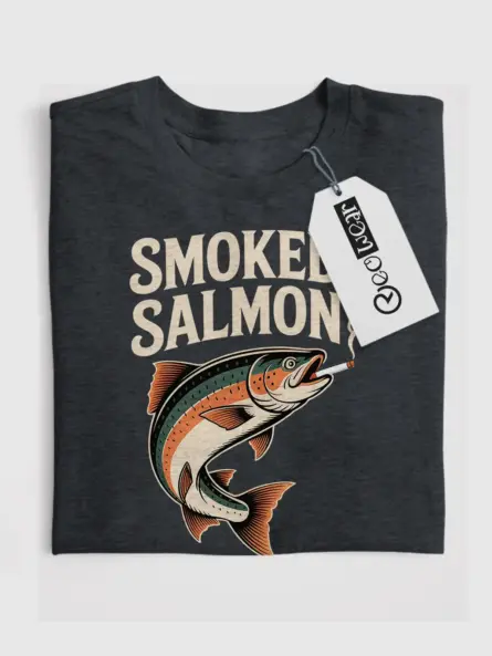 Smoked Salmon T-Shirt – Bold Vintage Tattoo Graphic Tee for Seafood Fans - Image 4