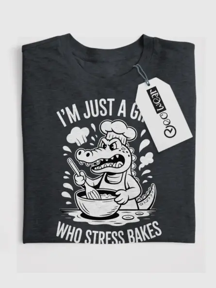 Funny Stress Baking Shirt for Women – Cute Alligator Cartoon Tee - Image 4