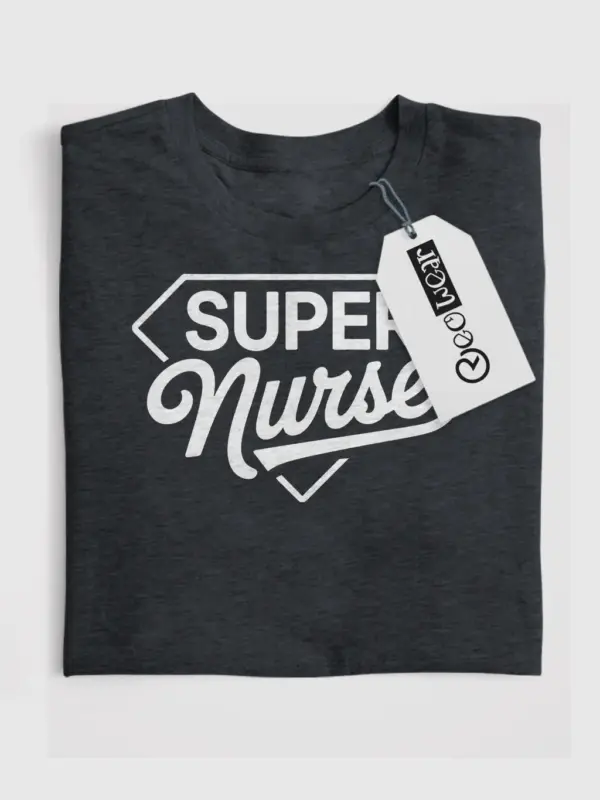 dark heather super nurse t-shirt front view for ICU nurses