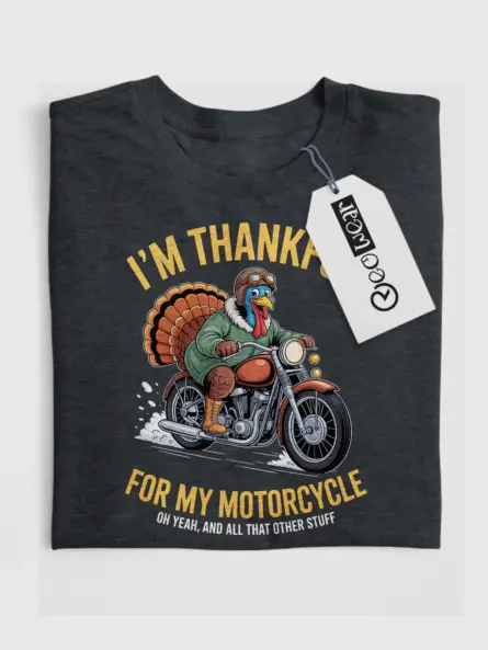 Hilarious Thanksgiving Motorcycle Shirt – Funny Turkey Rider Tee - Image 4