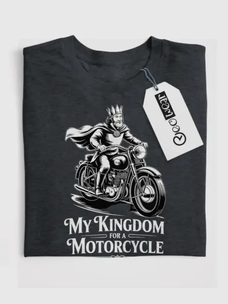 Epic Vintage Motorcycle T-Shirt – Bold “My Kingdom for a Motorcycle” Design - Image 4