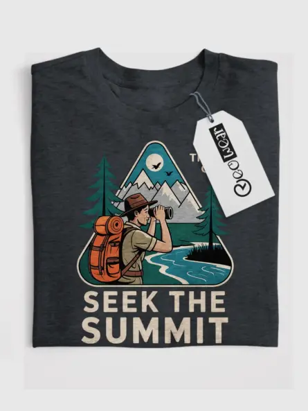 Vintage Mountain Adventure T-Shirt – Seek the Summit Hiking Tee - Image 4
