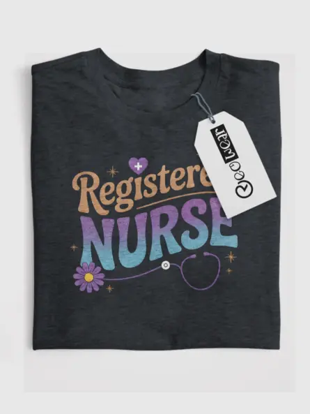 front view dark heather registered nurse shirt vintage registered nurse shirt
