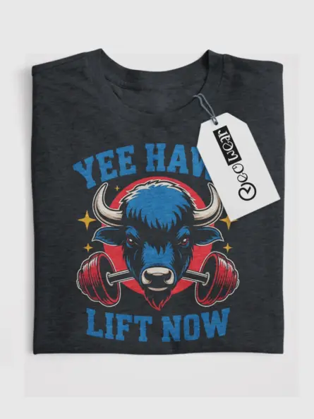 Western Powerlifting T-Shirt – Yee Haw Lift Now Buffalo Gym Tee - Image 4