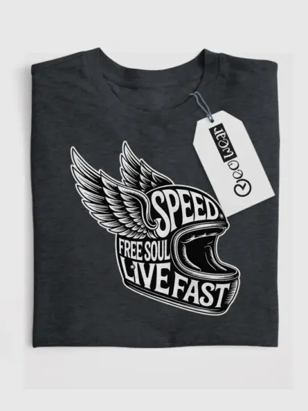 Legendary Winged Motorcycle Helmet T-Shirt – Live Fast Free Soul - Image 4