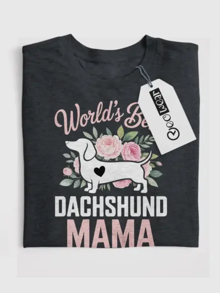 Dachshund Mama Shirt – World’s Best Floral Dog Mom Tee - Image 7