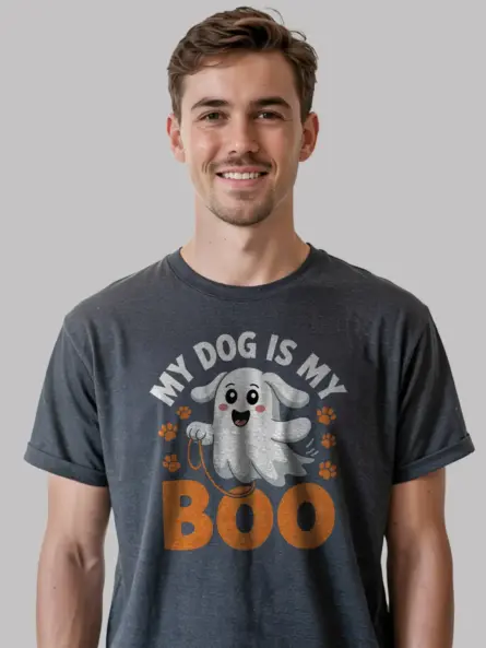dark heather my dog is my boo halloween t-shirt for animal lovers
