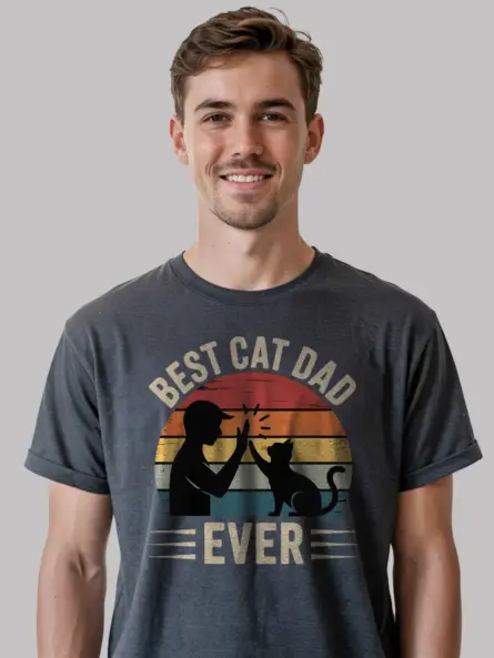 Vintage Cat Dad Shirt – Retro Sunset Tee for the Best Cat Dad Ever - Image 6
