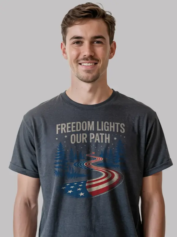 patriotic American flag forest t-shirt