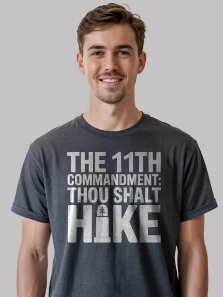 11th Commandment Hiking Shirt – Bold Thou Shalt Hike Graphic Tee - Image 6