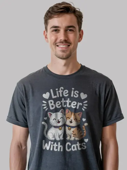 Life Is Better With Cats Shirt – Cute Kawaii Graphic Tee for Cat Lovers - Image 3
