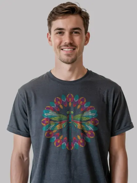 Mandala Dragonfly T-Shirt – Artistic Boho Tee for Nature Lovers - Image 6