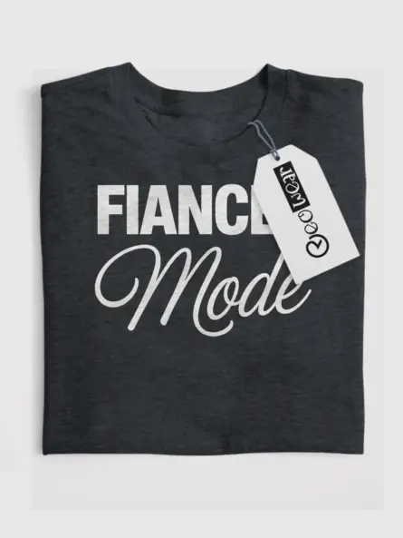 Front dark heather fiancee mode t-shirt for brides to be