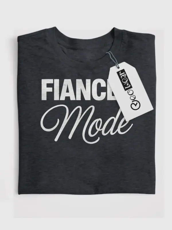 Front dark heather fiancee mode t-shirt for brides to be