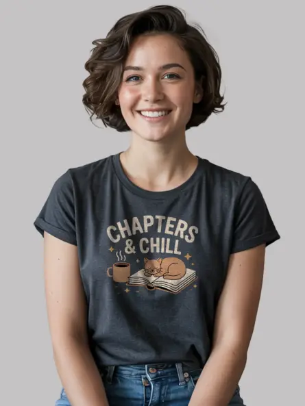 Cozy Reading T-Shirt – Chapters and Chill Cat Lover Tee - Image 6