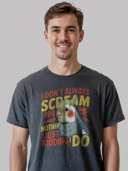 Funny Cockatiel Screaming T-Shirt for Bird Lovers - Image 3