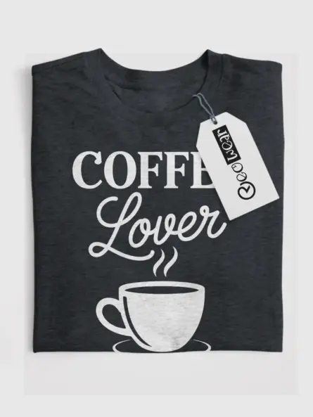 Dark Heather affordable coffee lover tee with Better Coffee! LESS Bucks! design lifestyle image