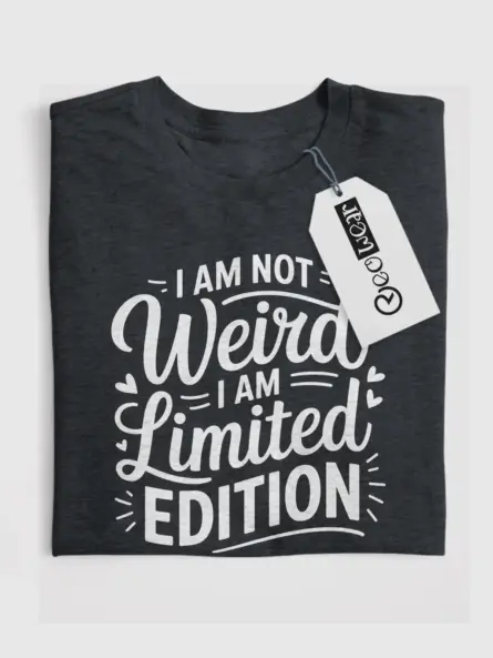 dark-heather-lifestyle-i-am-not-weird-i-am-limited-edition-t-shirt lifestyle shot limited edition graphic shirt