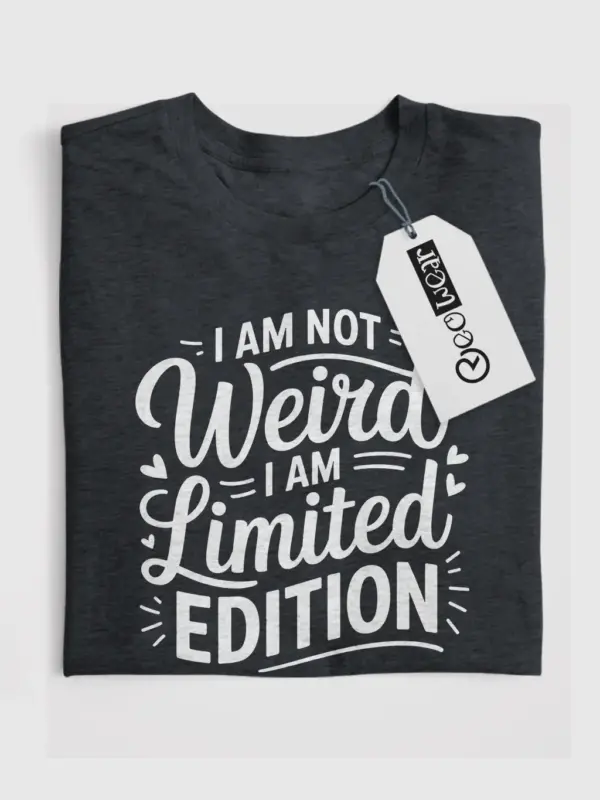 dark-heather-lifestyle-i-am-not-weird-i-am-limited-edition-t-shirt lifestyle shot limited edition graphic shirt