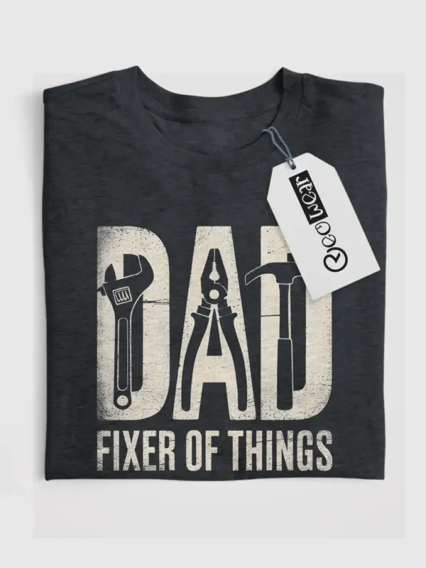 Dark Heather “Dad Fixer of Things” Funny Dad Fixer T-Shirt