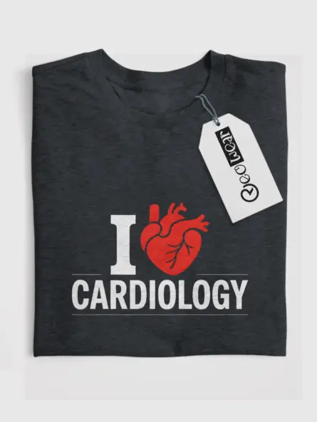 Dark Heather Front I Love Cardiology Shirt for EKG Techs