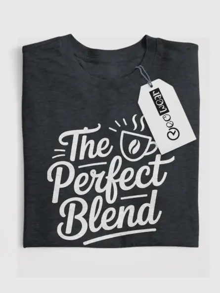 dark heather front the perfect blend coffee shirt cafe culture