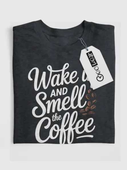 Dark Heather Shirt Wake Up and Smell the Coffee wake up and smell the coffee t-shirt front view