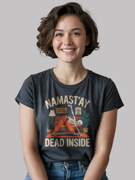 Dark Heather Namastay Dead Inside T-Shirt – Introvert Lifestyle Shirt