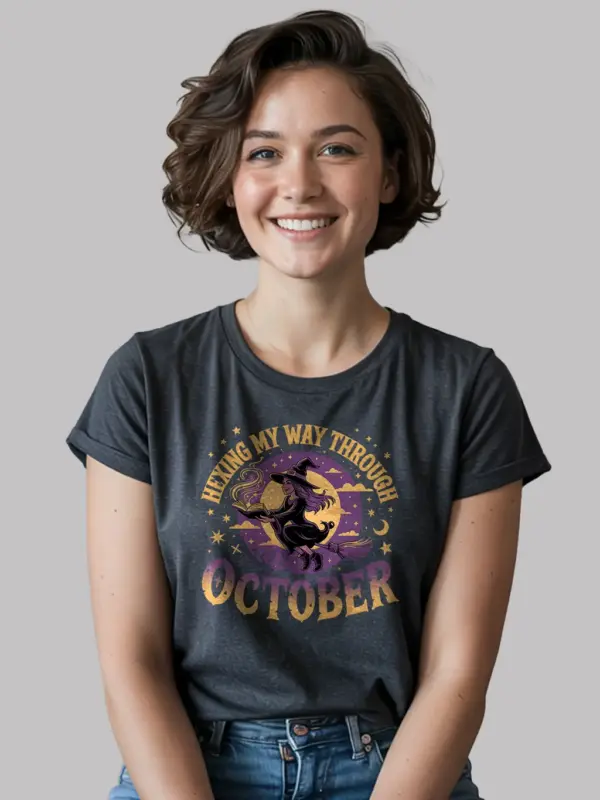 dark heather hexing my way through t-shirt glowing magic