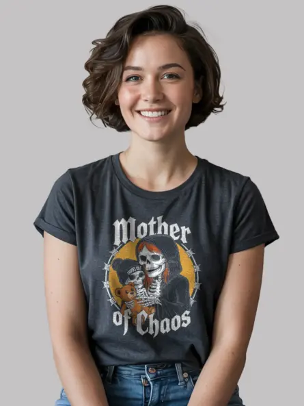 Mother of Chaos Gothic Mom Skeleton T-Shirt - Image 12