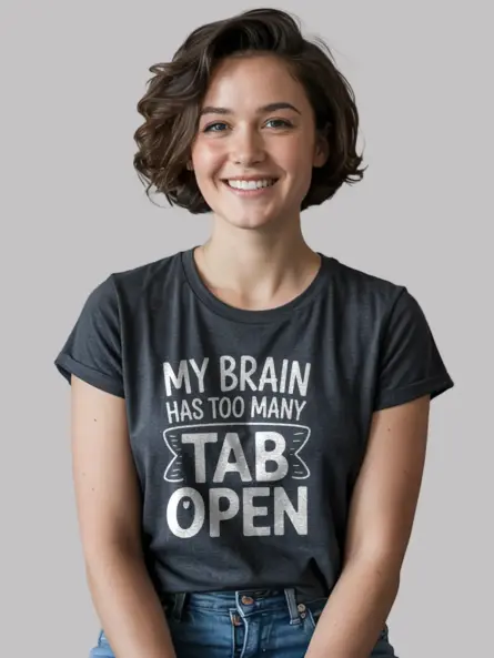 dark heather my brain has too many tabs open t-shirt