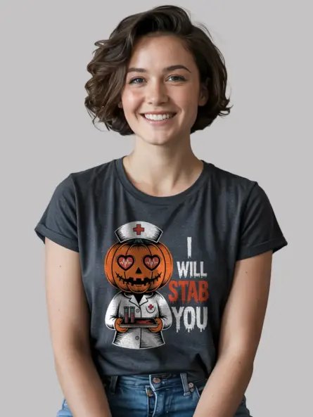 I Will Stab You Nurse Shirt – Funny Halloween Tee for Phlebotomists & Medical Staff - Image 6