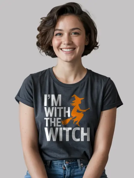 I'm With The Witch Halloween Couple T-Shirt - Image 12