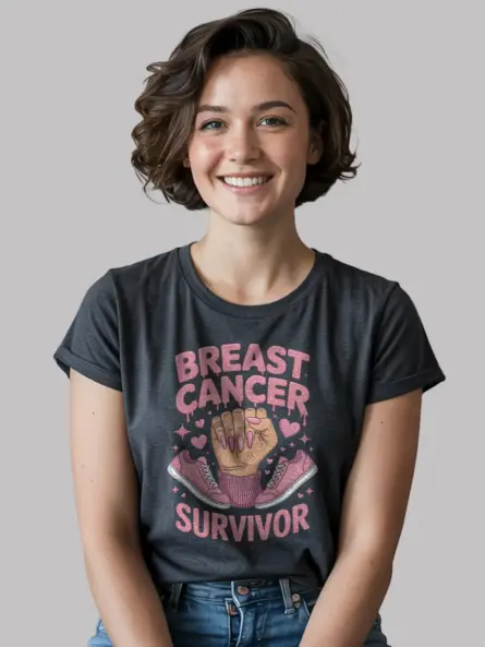 Bold Breast Cancer Survivor Shirt – Empowering Pink Ribbon Graphic Tee - Image 5